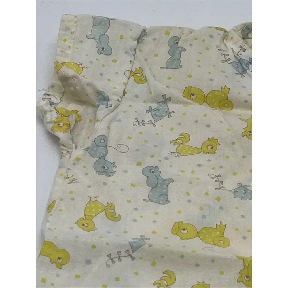 Vintage 1950s/60s Toddler Romper – Yellow & Blue Unisex One‑Piece 12–18 Months
